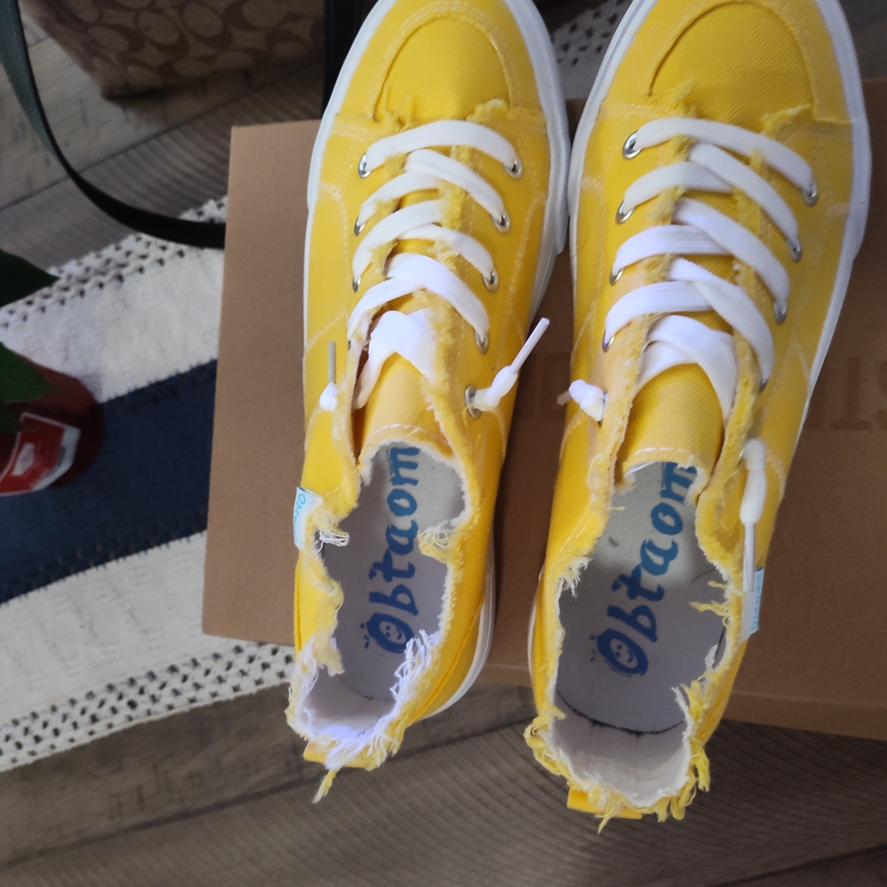 Yellow Canvas Sneakers with White Laces